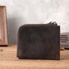 100% Genuine Leather Small Wallet Top Quality Men Zipper Wallet Multi Card Holder Purse Mini Coin Bag Retro Fashion Short Wallet