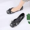 Bow Shallow Mouth Ladyshoes Flat Shoes Women's 2025 Spring and Summer New Rhinestone Single Shoes Women