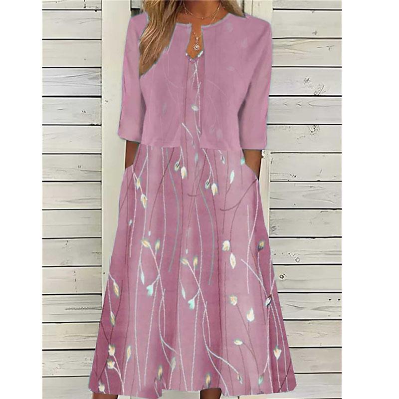 Women Summer Floral Print Two Piece Dress Set Short Sleeve Outfits