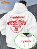 Disney Pixar Car Movie Lightning McQueen Racing Design with 95 Numbers and Lightning Letters Front Pouch Loose Hooded Sweatshirt