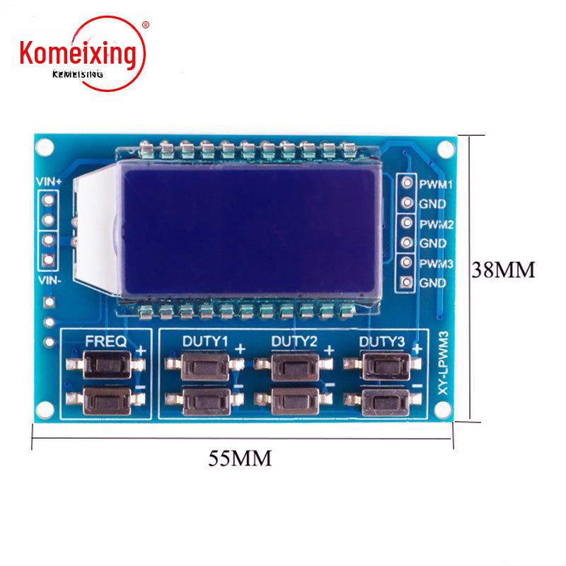 PWM Pulse Signal Generator Module with 1-Way and 3-Way Adjustable Frequency and Duty Cycle.