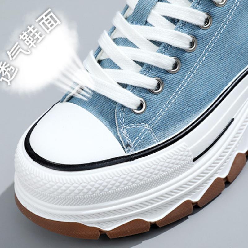 Fashion Fashion Designer Women Canvas Shoes Summer New High Platform Sneakers Female Casual Tennis Shoe Increase All-match Zapatos Mujer
