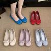 Shoes Flat-soled One-pedal Women's Face Round Head Grandma Spring Soft-soled Ballet Single Shoes New Satin