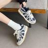 Color Matching Striped Lace-up Little White Shoes Women's Summer 2025 New Fashion Versatile and Comfortable Sports and Leisure Moral Training Shoes