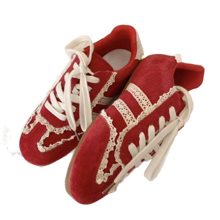 Fashion Autumn Women Ballet Flat Shoes 2025 Vintage Casual Shoes Fashion Non-slip Retro Lace Breathable Outdoor Leisure Shoe Mix Orders