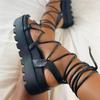 Fashion New Fashion Sexy Strappy Thick Bottom Solid Color Platform Plus Size Roman Shoes Luxury Sandals Women Designers 2024