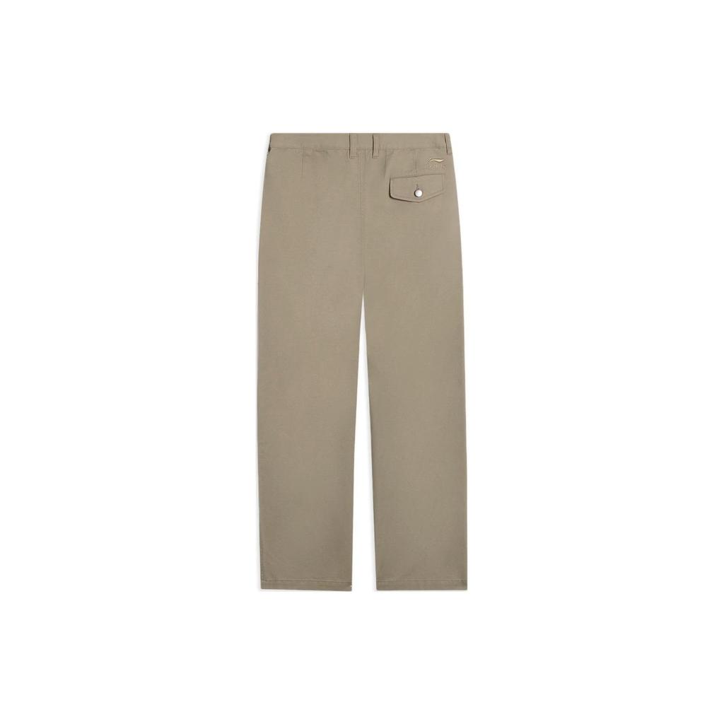 Li Ning CF Pure Color Straight Loose Casual Pants Men Bottoms Khaki AKXSB57-2