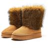 Autumn Winter Thick-soled Long-haired Cotton Slippers for Warmth, Mid-tube Snow Boots for Women