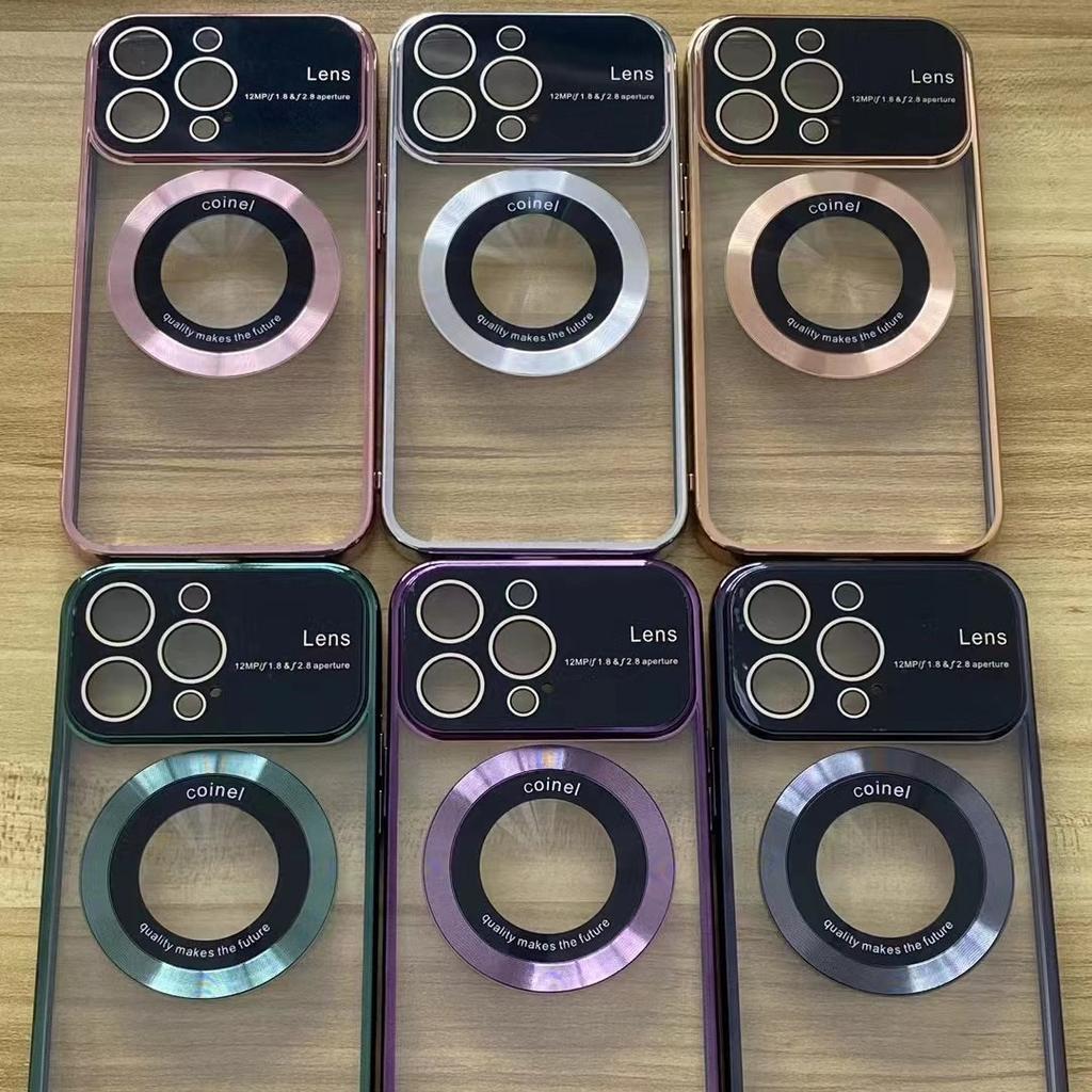 Applicable To IPhone 15 Leakage Mark Magnetic Plating Mobile Phone Case Apple 14 Full-pack Lens Protection Case