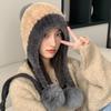 Autumn Winter Women's Outdoor Warm Ear Protection Plush Hat Cute Knitted Hat Item Number Fine Strip with Curled Edge Hats & Caps (women’s)