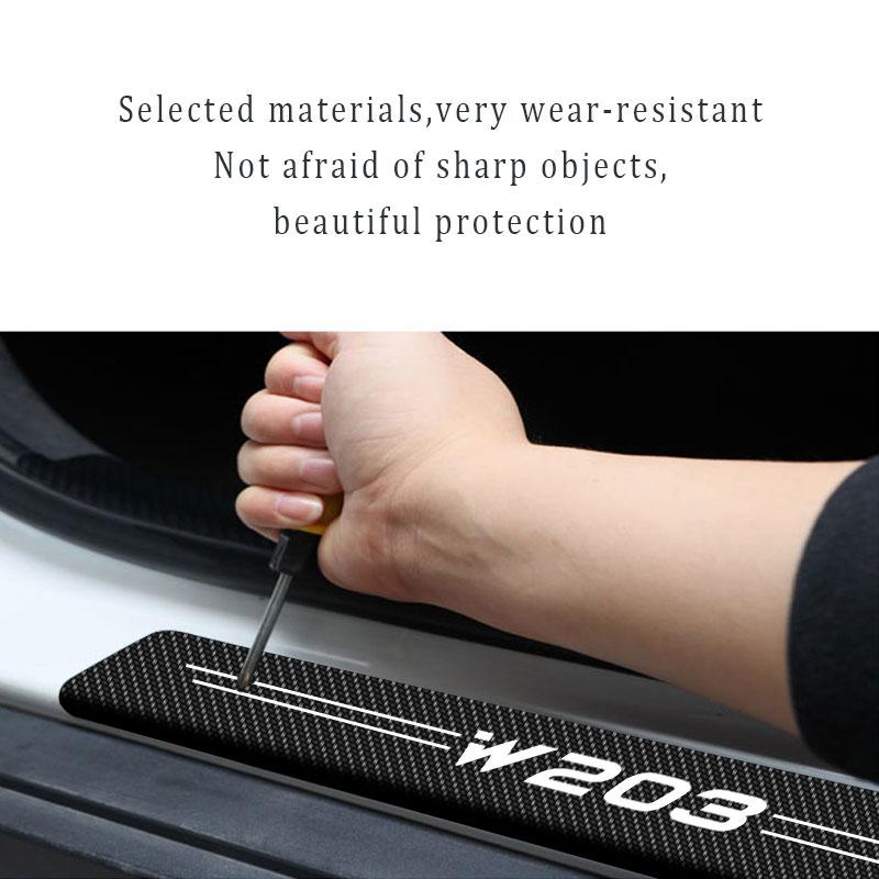 Four Carbon Fiber Scratch Protection Stickers for Car Doorsill Are Applicable To Mercedes Benz W124 W203 W204 ML Auto