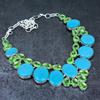 Natural Arizona Turquoise, Tsavorite 925 Sterling Silver Necklace 18" j5F78