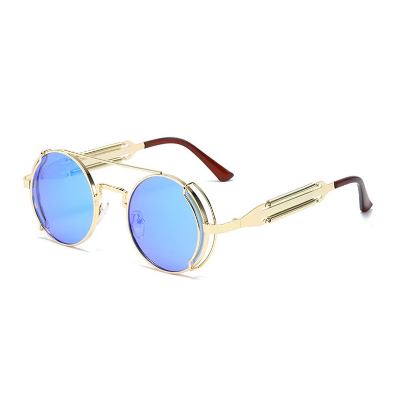 SHAUNA Retro Metal Punk Sunglasses Round Women Gothic Spring Steampunk Shades Men UV400