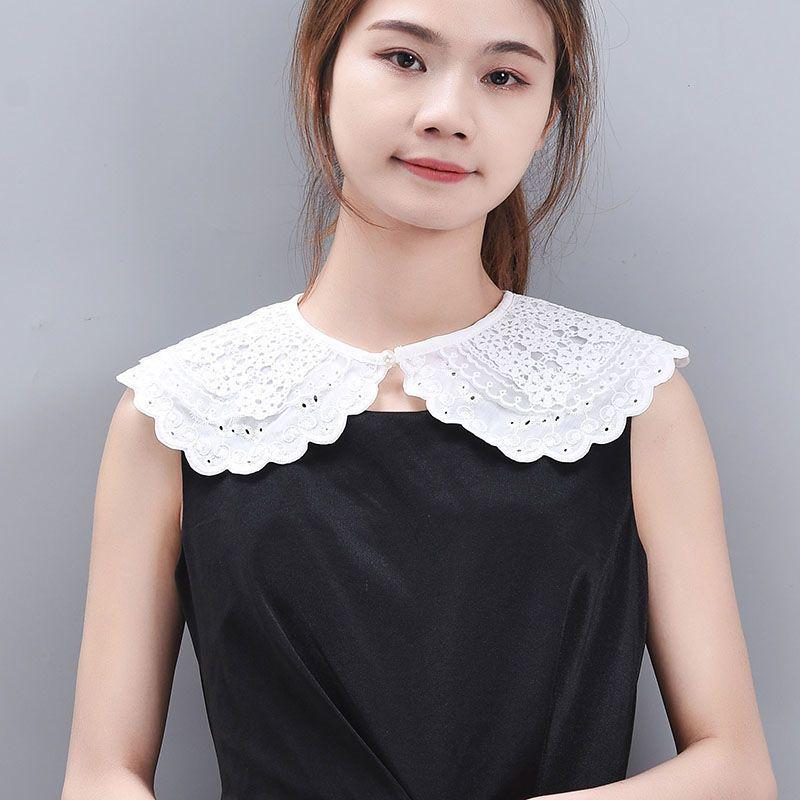 Белая шаль с кружевной отделкой и воротником Питер Пэн - Женский милый модный аксессуар