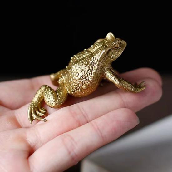 Латунная статуэтка жабы, латунная фигурка лягушки, приносящая удачу, модель статуи, скульптура, игрушка, настольное украшение фэн-шуй, украшение, праздничный подарок ARI