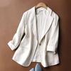 Chic Linen Blend Women Summer Thin Brathable Elegant Casual Women Suit Korean Fashion Luxury Jacket Female Suit Coat