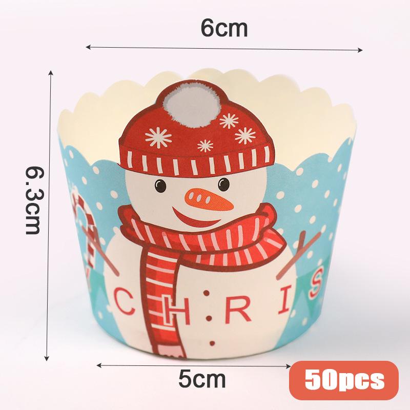 50pcs Christmas Cupcake Linner Oven Air Fryer Muffin Cup Cake Mold Merry Christmas Party Decorations Bakeware