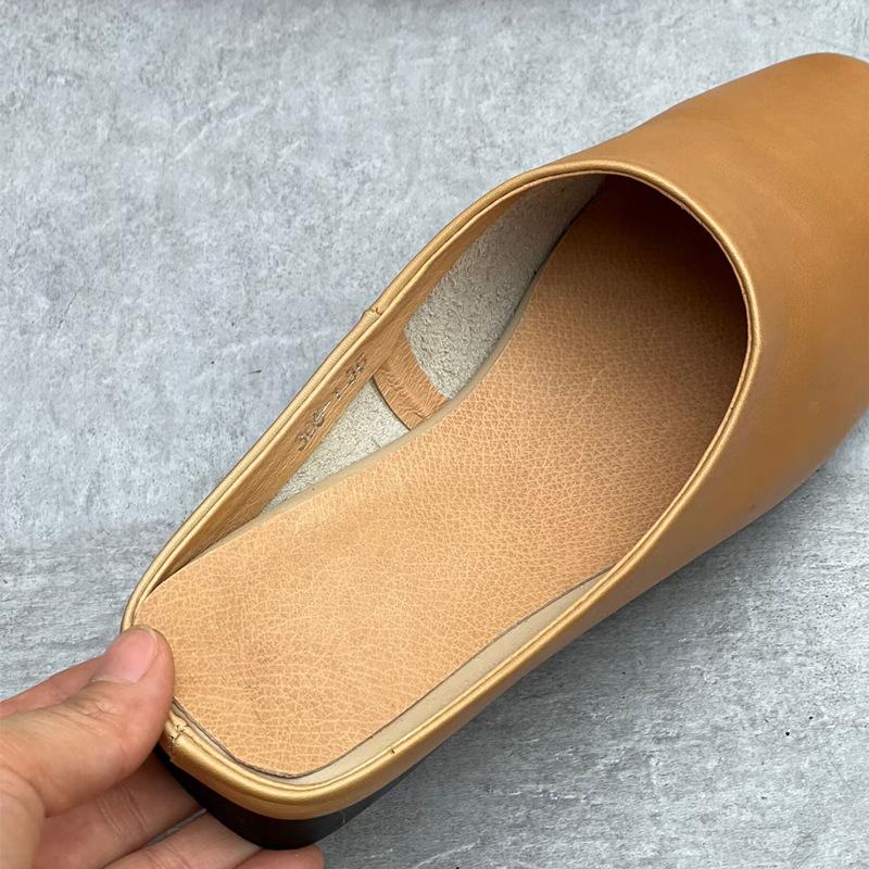 Fashion GKTINOO 2025 Summer New Genuine Leather Soft Sole Flat Slippers Retro Solid Color Versatile Women's Shoes Outside Slides