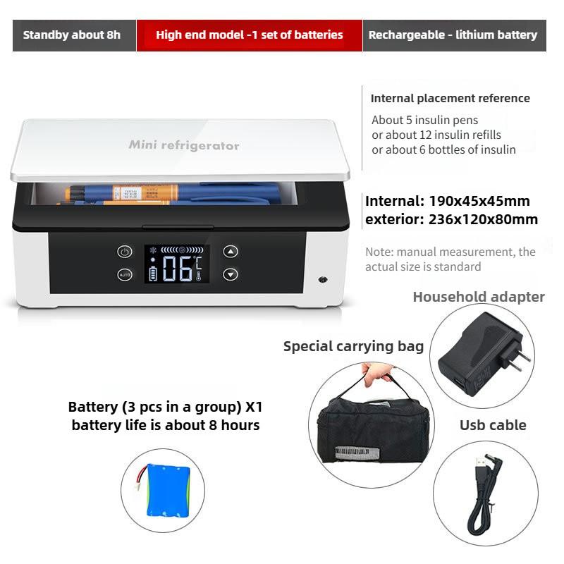Перезаряжаемый холодильник для инсулина Мини-специальный холодильник для лекарств Портативный для использования в машине и дома Маленький холодильник
