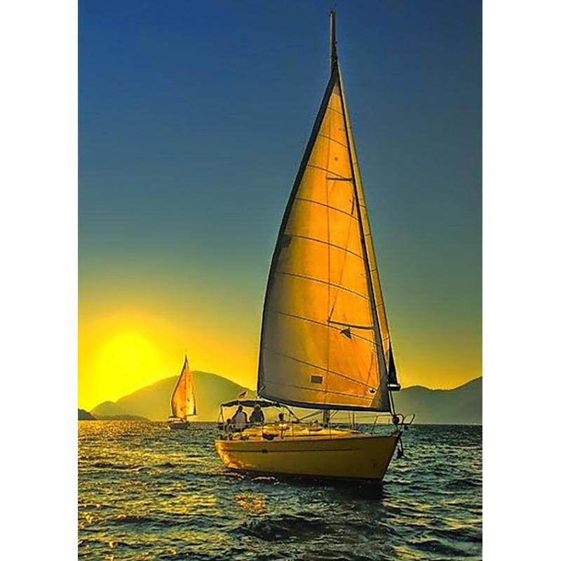 DIY 5D Diamond Painting Sailboat Diamond Embroidery Ship Cross Stitch Full Round Round Drill Mosaic Manual Art Gift Home Decor