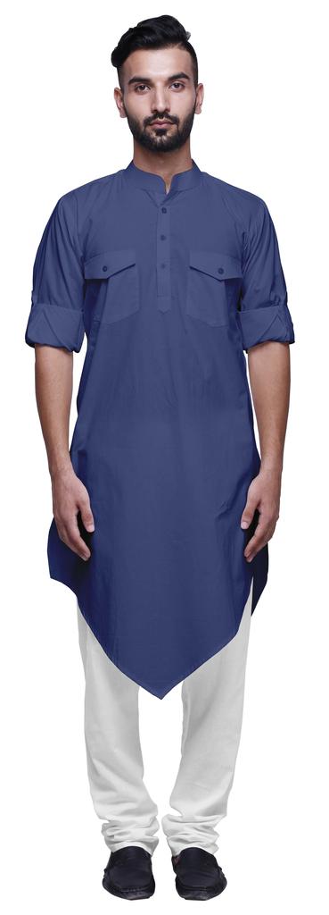 Atasi Long Sleeve Designer Kurta For Men Indian Cotton Casual Long Kurta