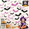 Black & Pink Halloween Bat Wall Stickers for Kids' Room Decoration & Party Ambiance