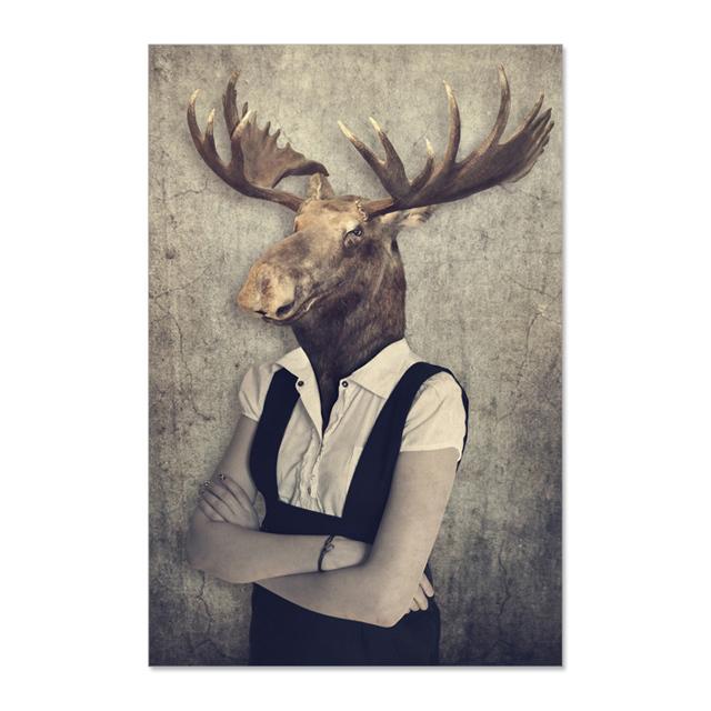 Human Body, Animal Head, Abstract Mural Seal, Giraffe, Painting, Scandinavian Poster, Decoration, Living Room Photo,