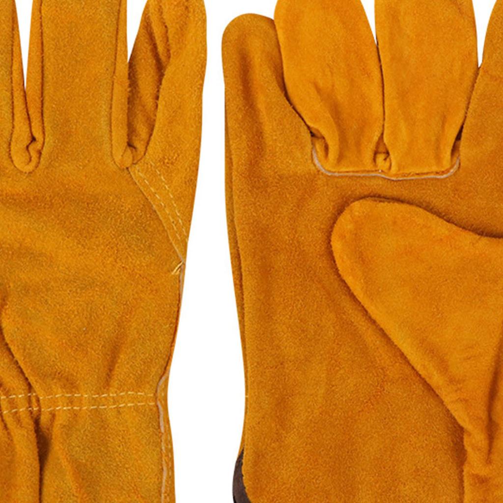 Utility Work Gloves Cowhide Leather Heat Resistant Gloves Protective Working Gloves for Driver Welder Yellow