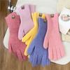 New Solid Color Gloves For Women In Winter Versatile For Students Cute Five Finger Knitted Knitted Couple Touchscreen Cute Warm Cycling
