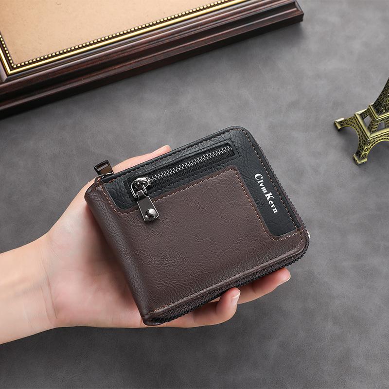 Multi Card Fashion PU Leather Man Wallet High Quality Classic Wallet Large Capacity Men Short Bifold Wallet with Coin Bag Zipper