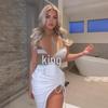 European & American Style Sexy Off-Shoulder High Slit Strapless Summer Dress for Women