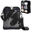 Mini Shoulder Bag with Custom and Clear Pocket Badge, Strap, (Black)