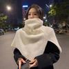 Women's Spring and Autumn Solid Color Elegant Split Shawl Winter Warm Knitted High Neck Shawl