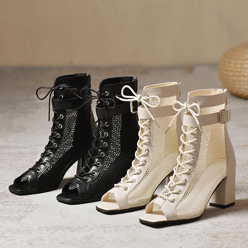Fashion New Sexy High Heels Boots Hollow-net Sandals Summer Fashion Trend Comfortable Open-toe Boots Stiletto Jazz Women Shoes