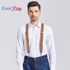 Men's Adult Y-shaped 6 Clip Jacquard Fabric Leather Band Adjustable Elastic Backstrap Men's Suspenders with Swivel Hooks and Elastic Straps Y-back