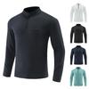 Men's Quick-Dry Stretch Pullover: Autumn Outdoor Fitness Half-Zip T-Shirt with Breathable Long Sleeves and Stand Collar.