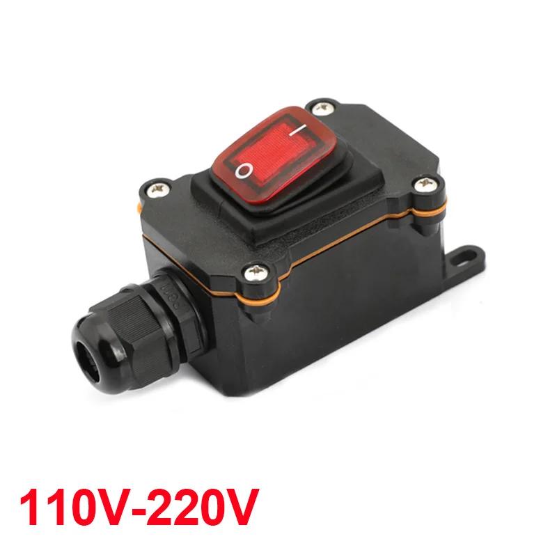 Inline Power Cord 110V-220V 12V-24V Marine Rocker Switch On Off Waterproof IP67 Junction Box 20A High Current Connetor Outdoor