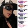 Punk One Piece Sunglasses Goggle Rimless Y2k Oversized Sports Sun Glasses 2000's Shades Eyewear UV400 Female Wrap Around Goggles