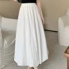 Spring Bubble Maxi Skirt Elastic High Waist A-Line Skirt Solid Color Lantern Skirt Ankle-Length Ruffled