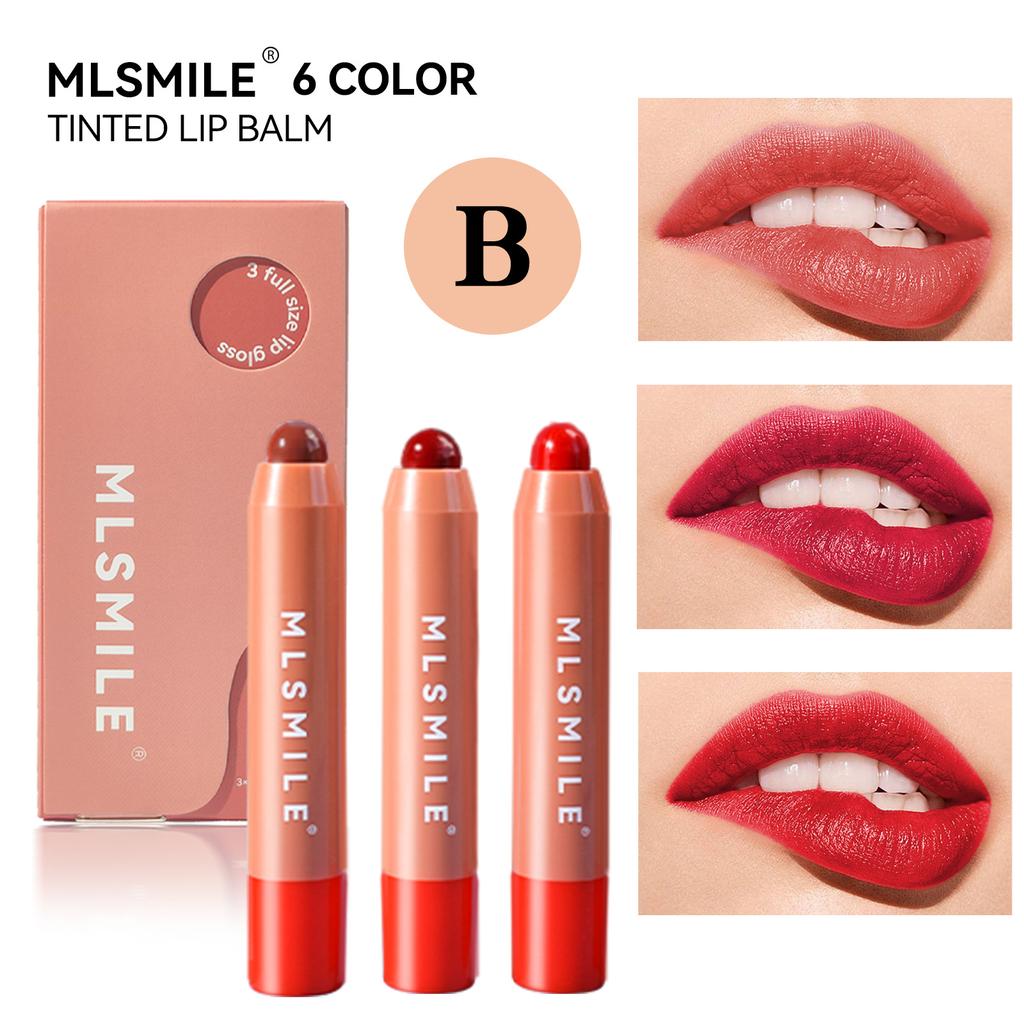 3Pcs/set Tinted Moisturizing Lipstick Matte Lip Glaze Lips & Cheeks Dual Use Lip Balm Long Lasting Moisture Lipstick Pencil