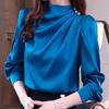 New Fashion Long Sleeve Solid Stand Collar Blouse Shirt Tops Women J237