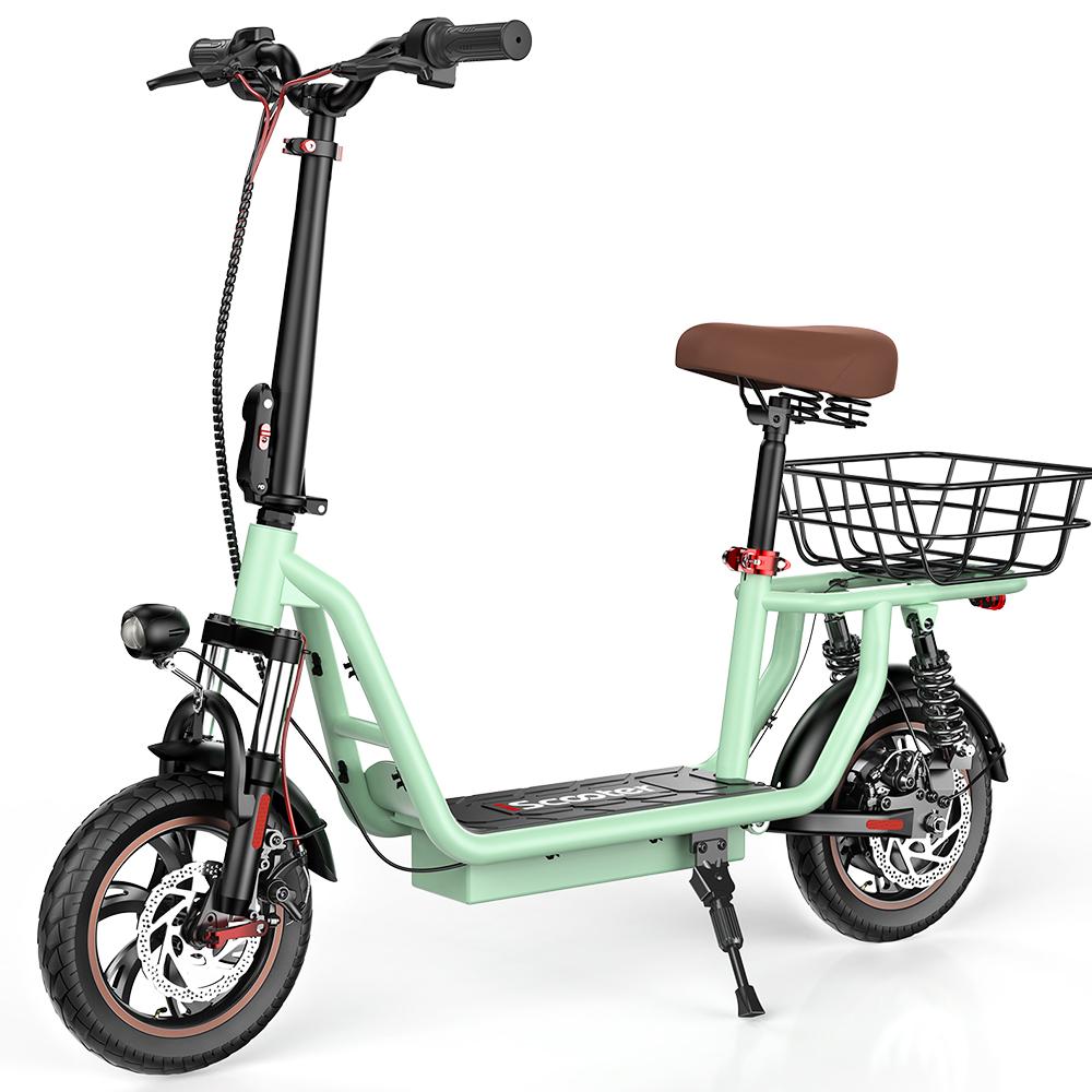 iScooter I12 Electric Scooter with Seat - 500W Motor, 35km Range, 12" Tires & Dual Disc Brake for Comfortable Commuting