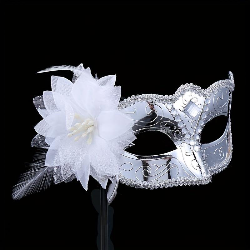 1 Pc Halloween Mask Venetian Carnival Side Flower Holding Mask Masquerade Party Stage Performance Plastic Mask