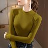Threaded Base Shirt for Women New Women's Clothing, Front Shoulders, Stand-up Collar, Long-sleeved T-shirt, Autumn and Winter Inner Top