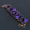 Natural Amethyst Druzy, Iolite Gemstone Handmade Copper Bracelet 7-8 n5R68