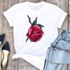 (Asian Size) Tee Top Flower Style Cute Trend Women Clothing Print Fashion T Shirt Woman Female Short Sleeve Graphic T-shirts