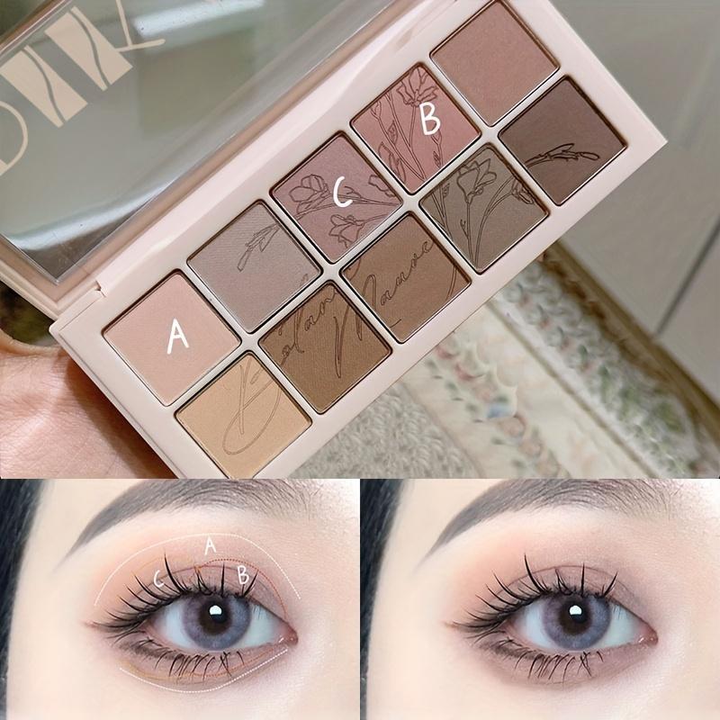 10-Color Smoky Eye Shadow Palette Long-Lasting Matte & Shimmery Finish Black Brown Coral Pink Earth Tones for Face Contouring and Everyday Makeup Look