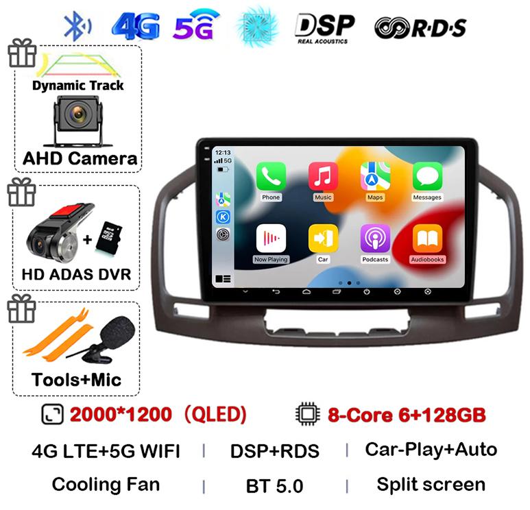 Android 14 Carplay Auto WIFI+4G Car Radio For Buick Regal For Opel Insignia 2009 2010 2011 2012 2013 Multimidia Video Player GPS