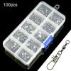 MUQZI Sports Accessory 100Pcs Outdoor Fishing Snap Hooks Fastlock Barrel Swivel Safety Lure Connectors