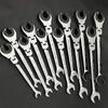Ratcheting Wrench Set with Open Flex-head Metric Tubing Combination Wrench Set 8-30mm Tubing Ratchet Wrench